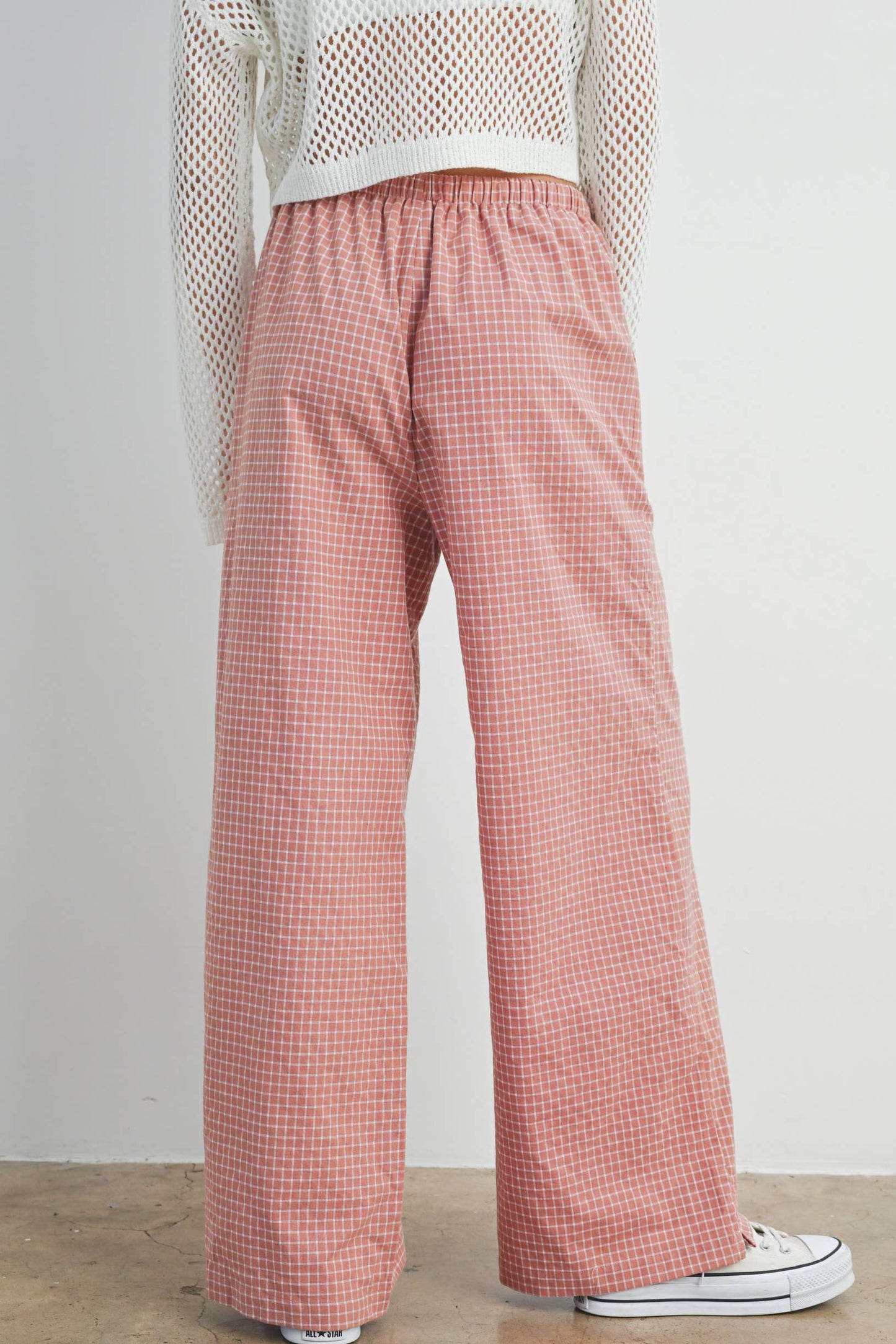 Olive Drawstring Checker Pants