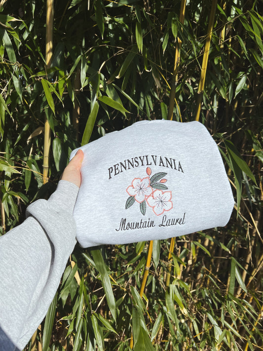 PA State Flower Embroidered Crewneck