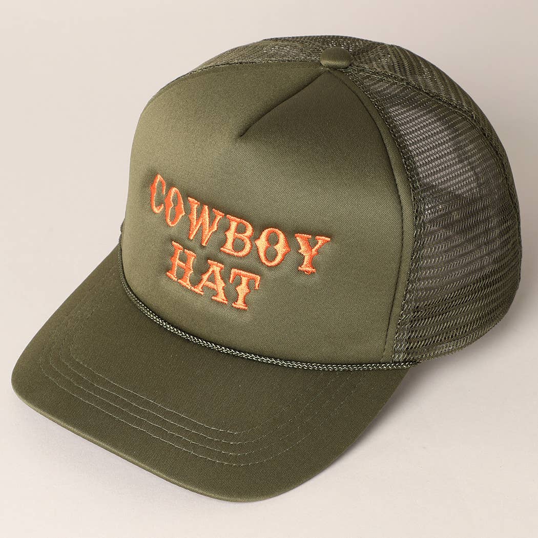 Cowboy Hat Embroidered  Trucker Hat