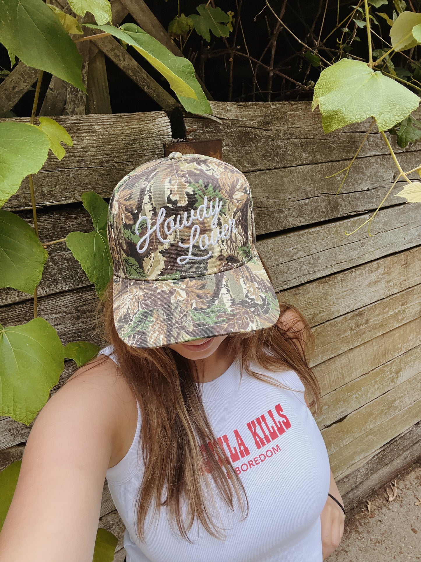 Howdy Lover Embroidered Camo Trucker Hat