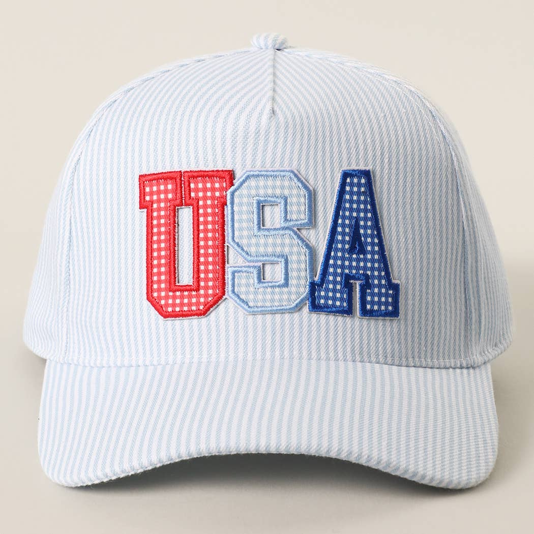 USA Patch Varsity-Style Striped Trucker Hat