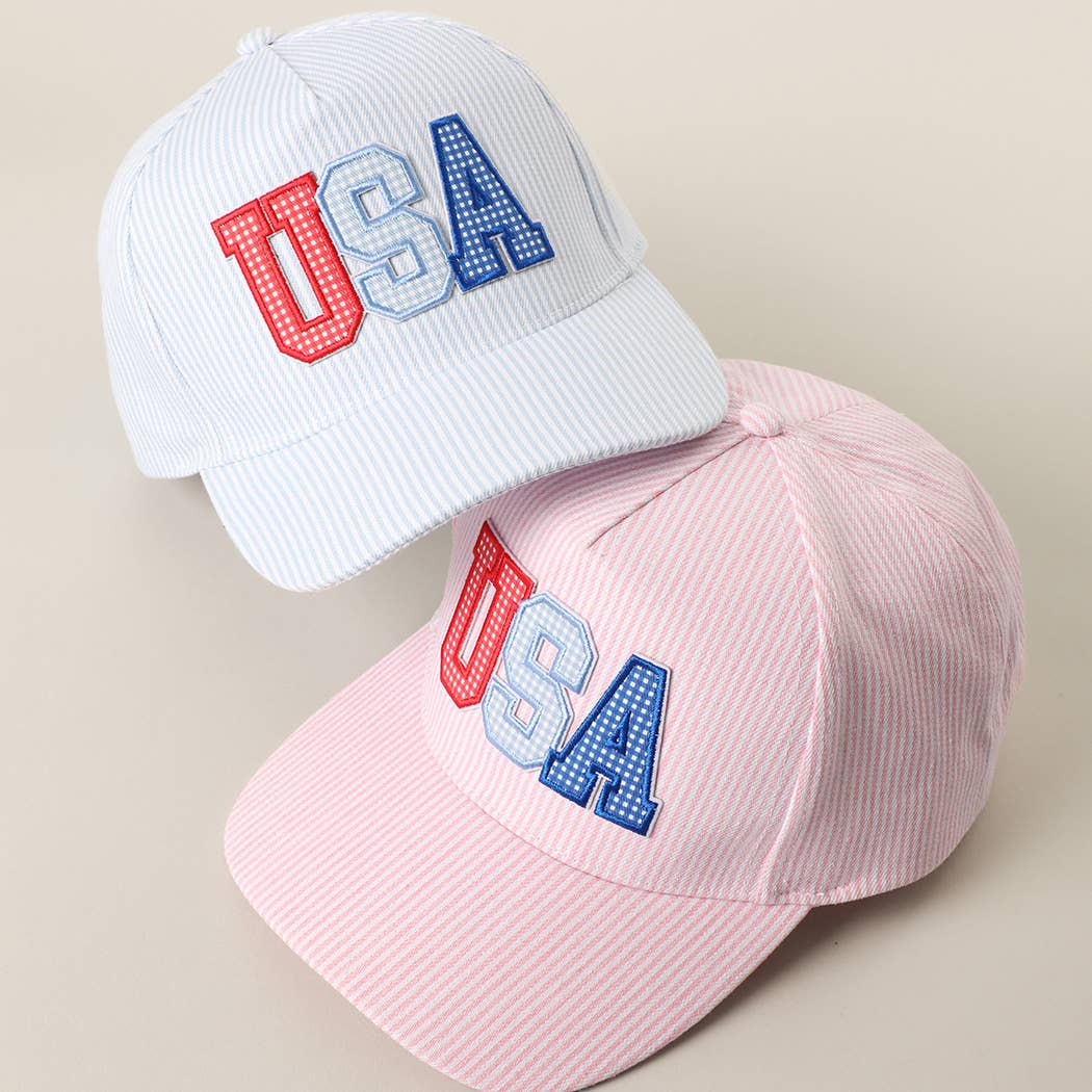 USA Patch Varsity-Style Striped Trucker Hat