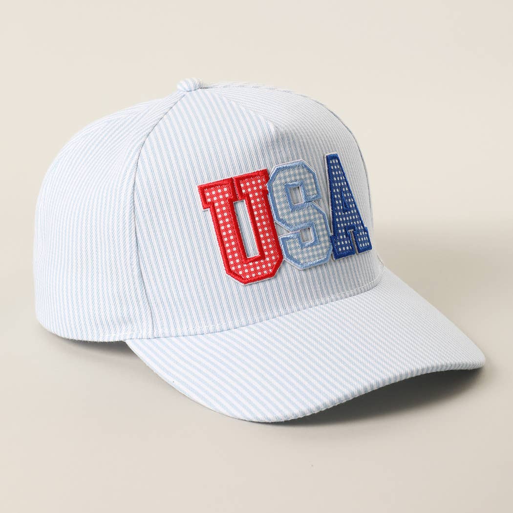 USA Patch Varsity-Style Striped Trucker Hat