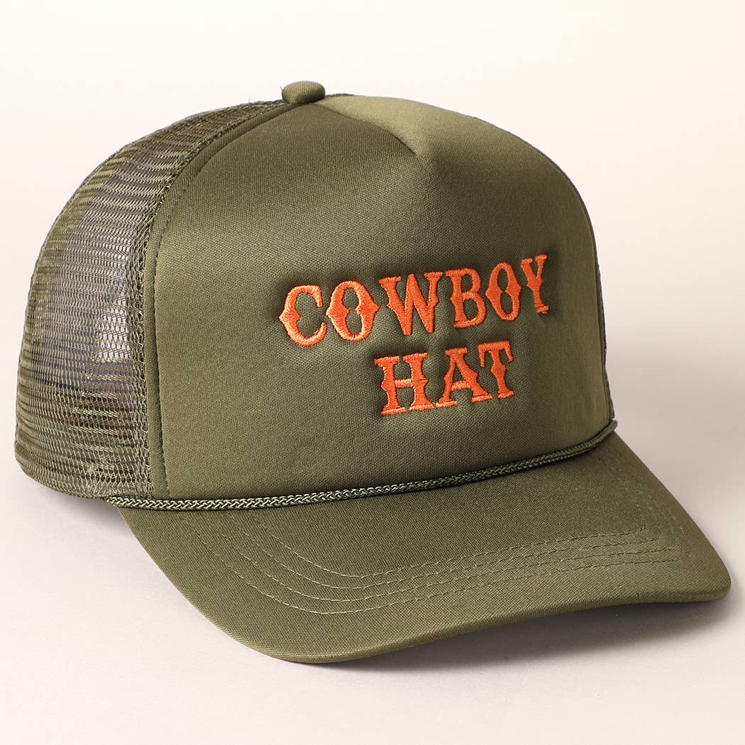 Cowboy Hat Embroidered  Trucker Hat