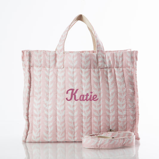 Custom Personalized Embroidered Block Print Tote Bag