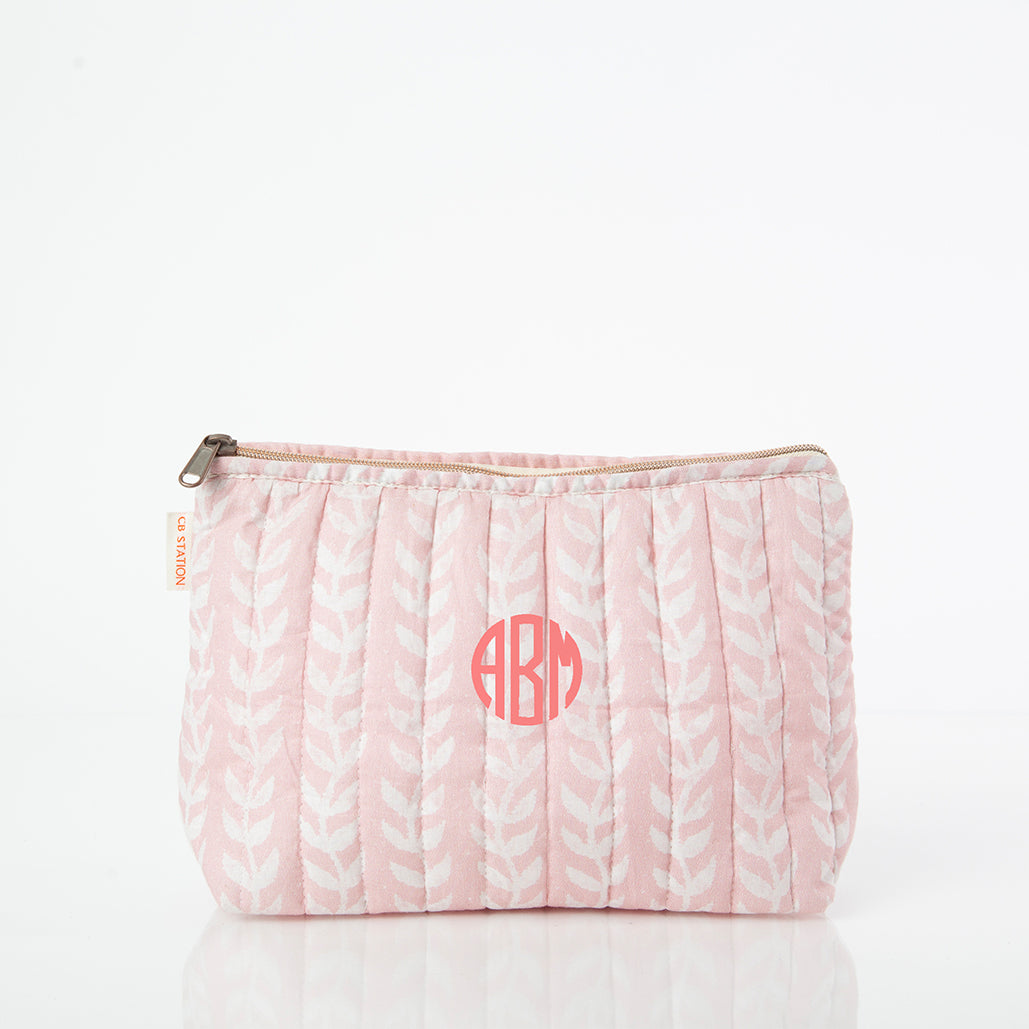 Block Print Clutch/ Make-Up Bag Custom Personalized Embroidered