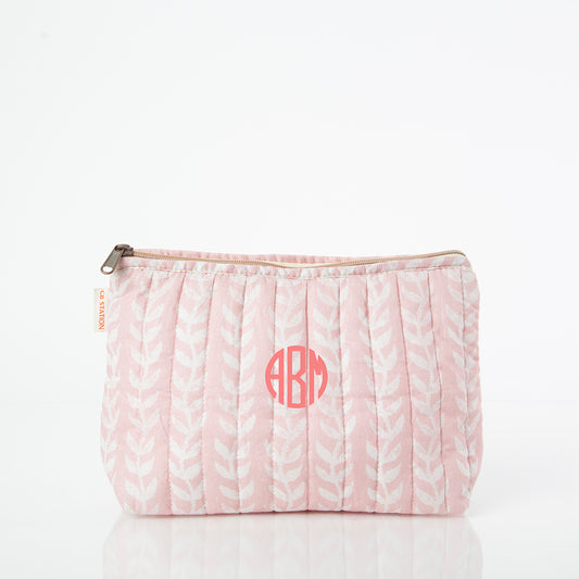 Block Print Clutch/ Make-Up Bag Custom Personalized Embroidered