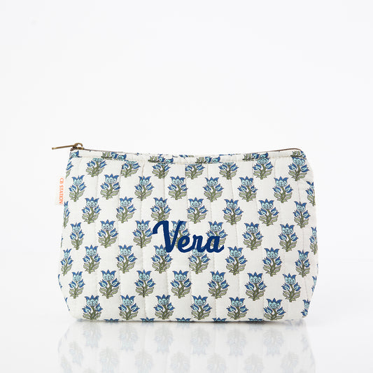 Block Print Clutch/ Make-Up Bag Custom Personalized Embroidered