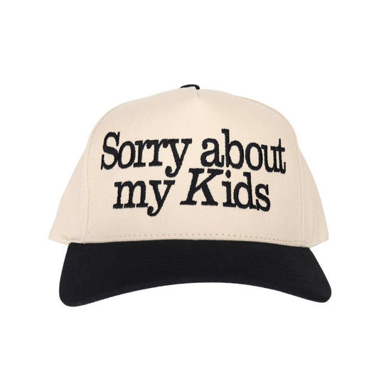 Sorry About My Kids Embroidered Trucker Hat: Black