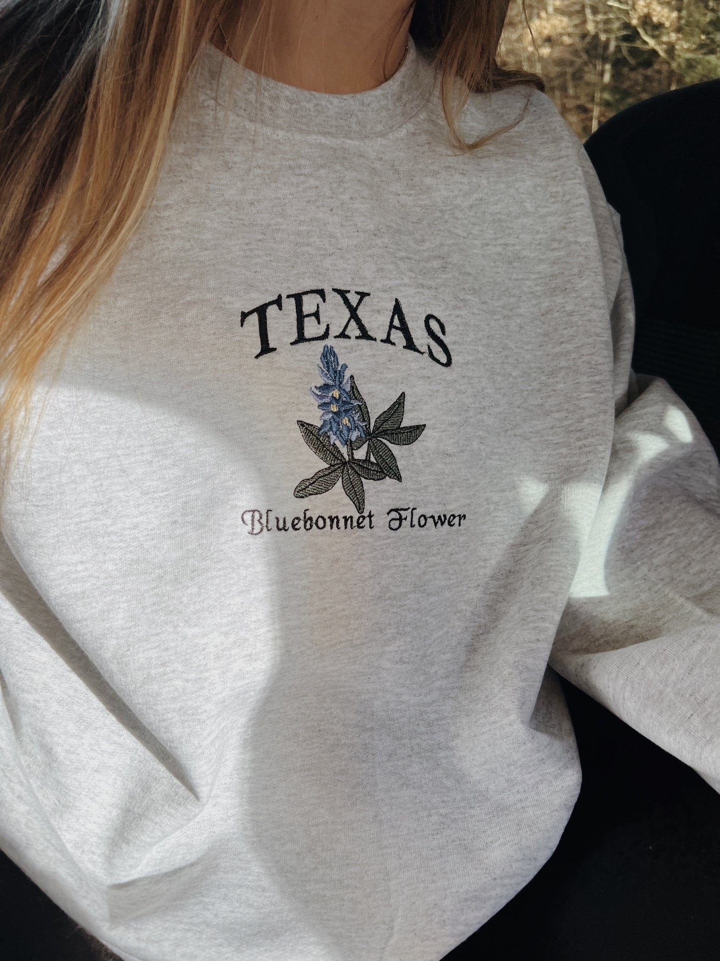 Texas State Flower Embroidered Crewneck