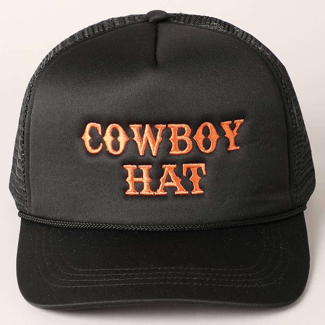 Cowboy Hat Embroidered  Trucker Hat