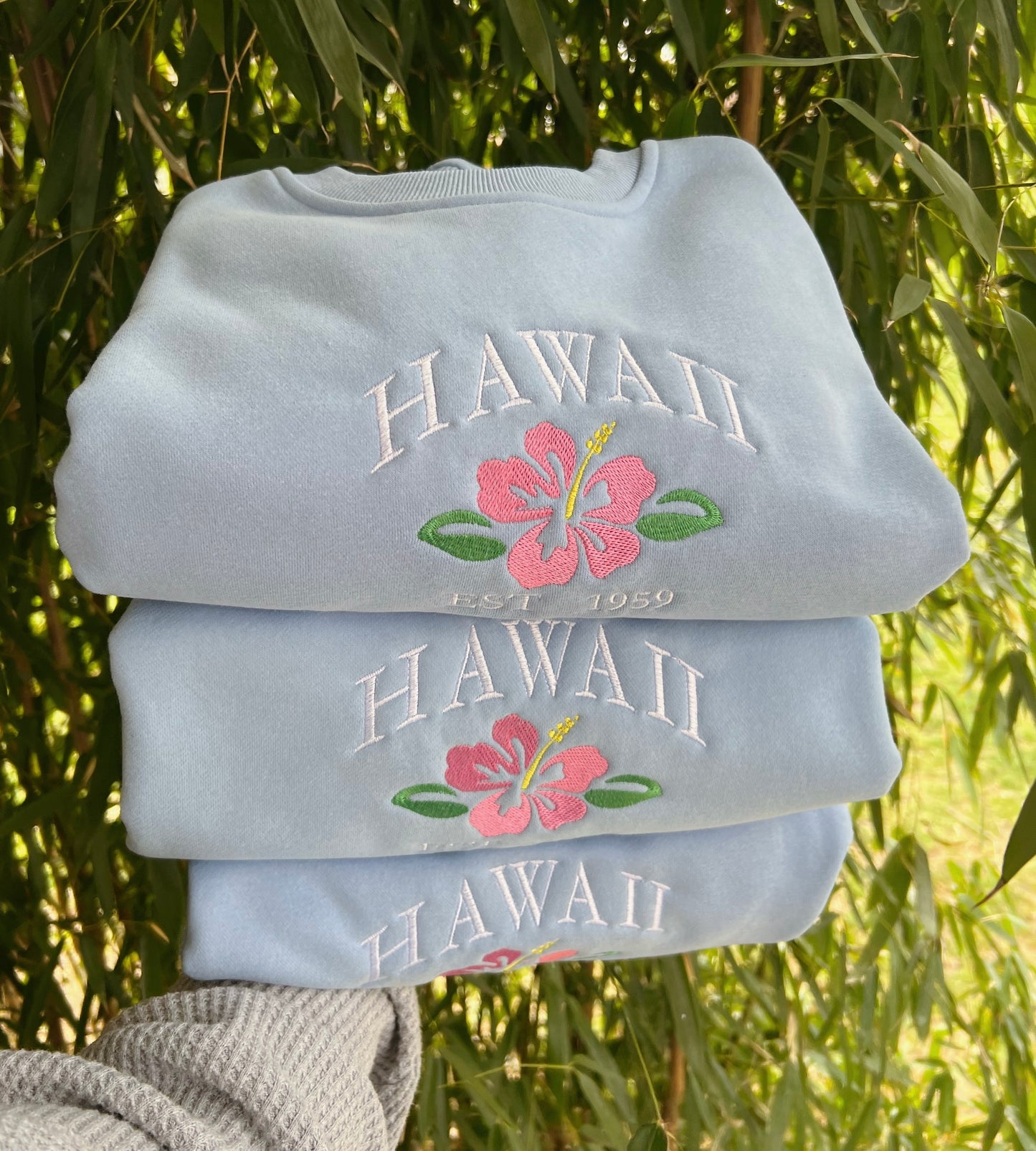 Hawaii Blues Embroidered Crewneck