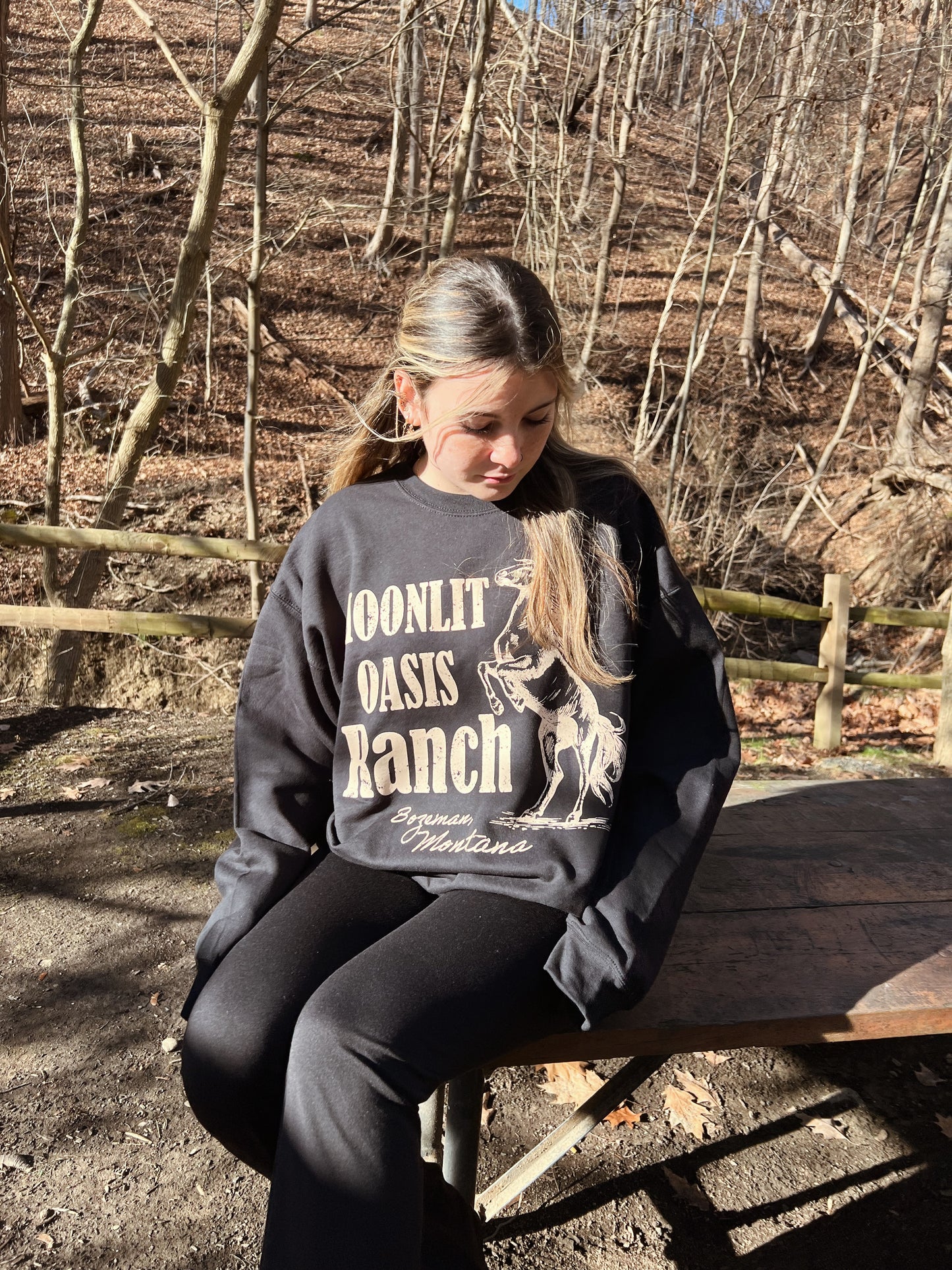 Moonlit Oasis Graphic Crewneck Sweatshirt