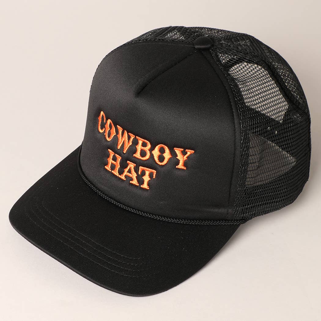 Cowboy Hat Embroidered  Trucker Hat