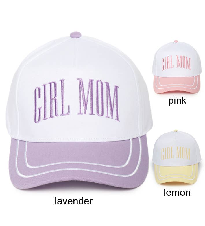GIRL MOM Embroidered Double Stitch Two Tone Trucker Hat
