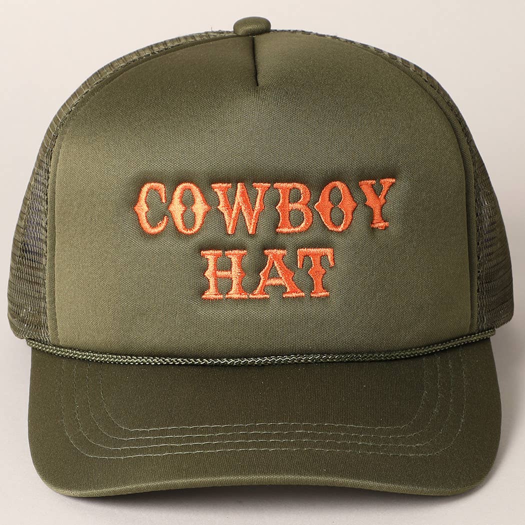 Cowboy Hat Embroidered  Trucker Hat