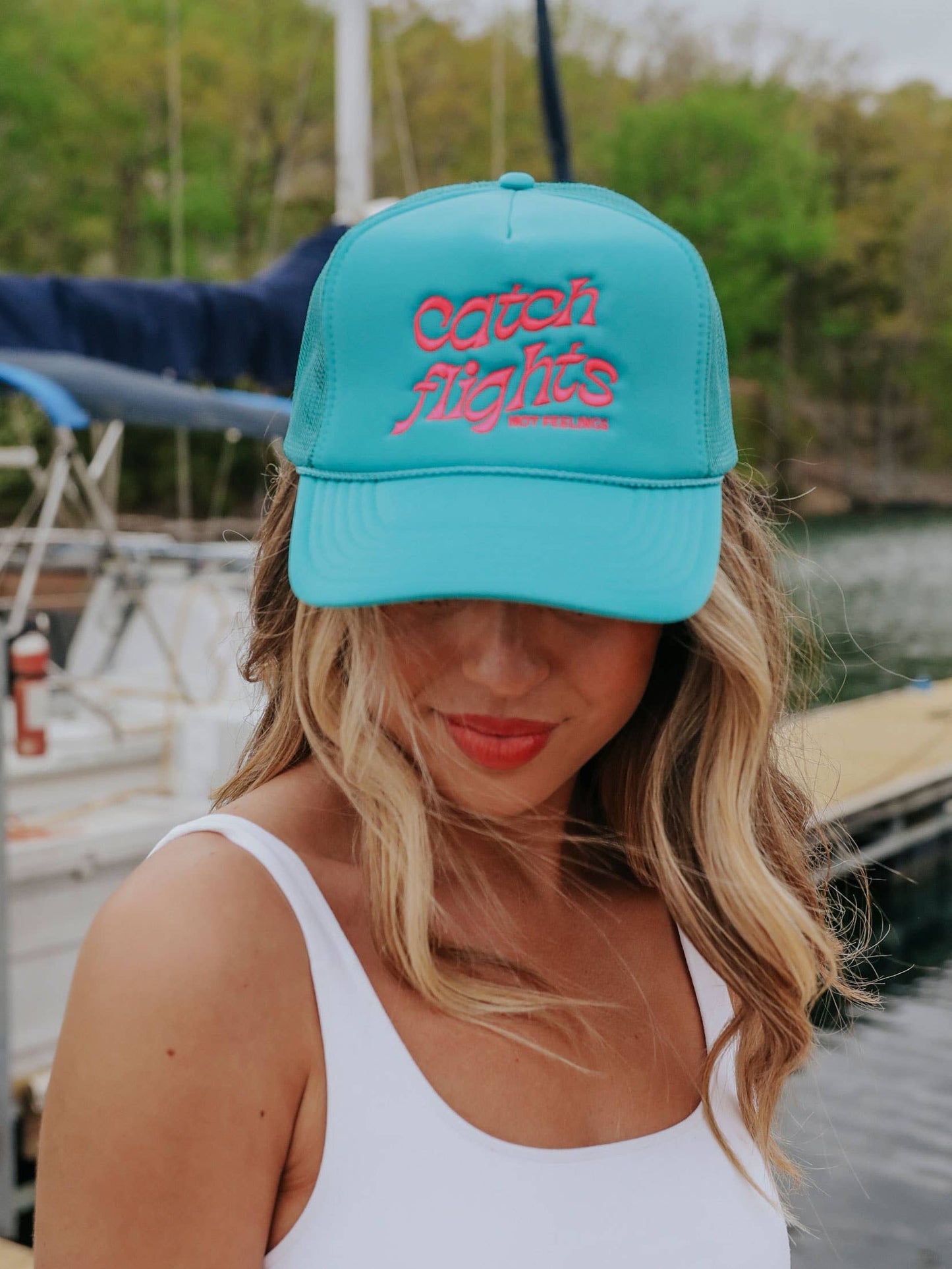 Catch Flights Teal Trucker Hat