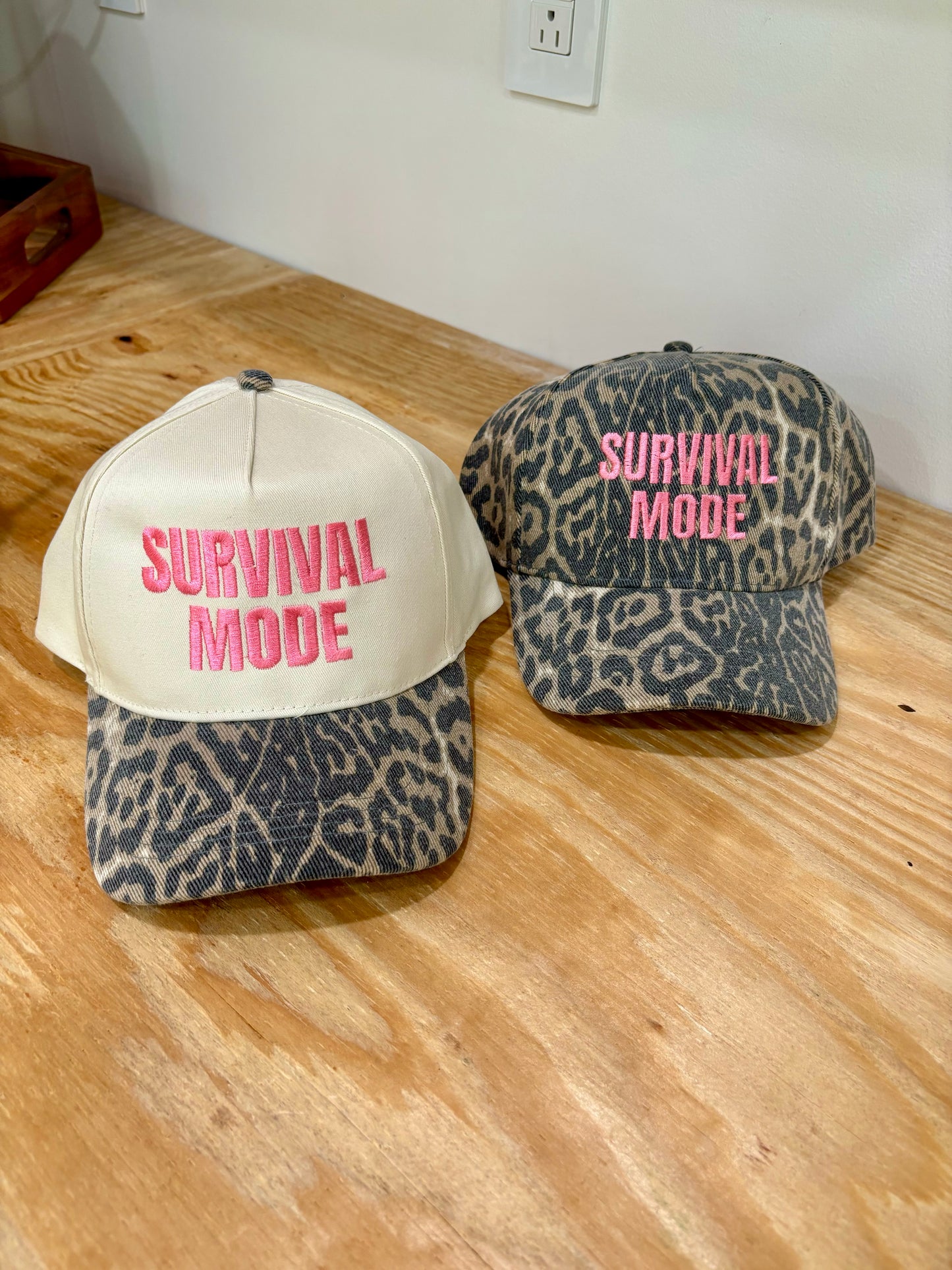 Survival Mode Embroidered Leopard Trucker Hat