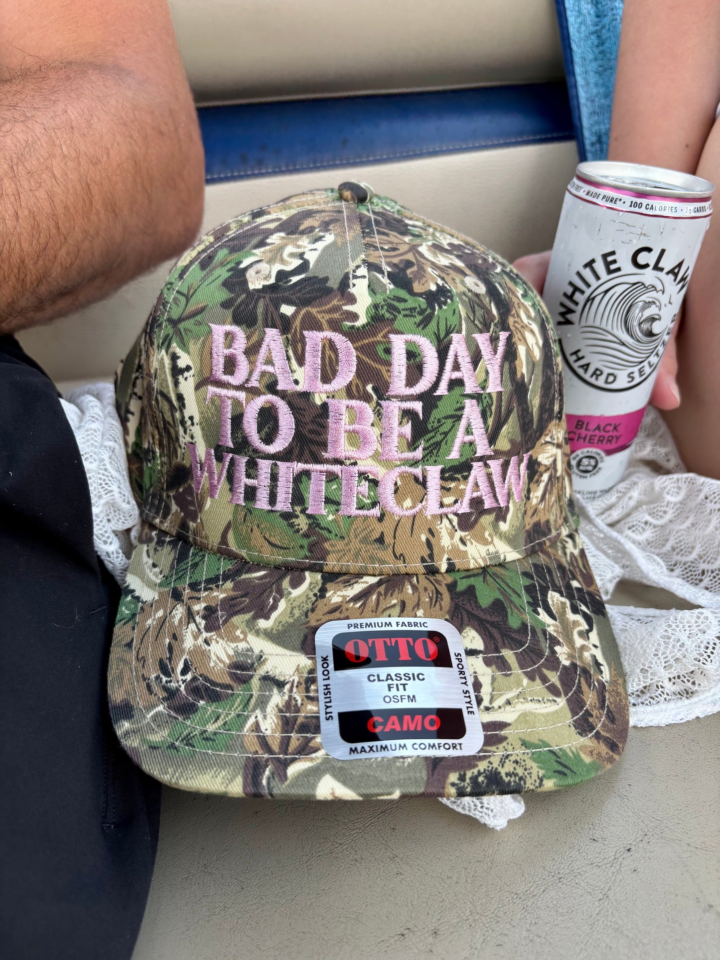 Bad Day To Be A Whiteclaw Embroidered Trucker Hat