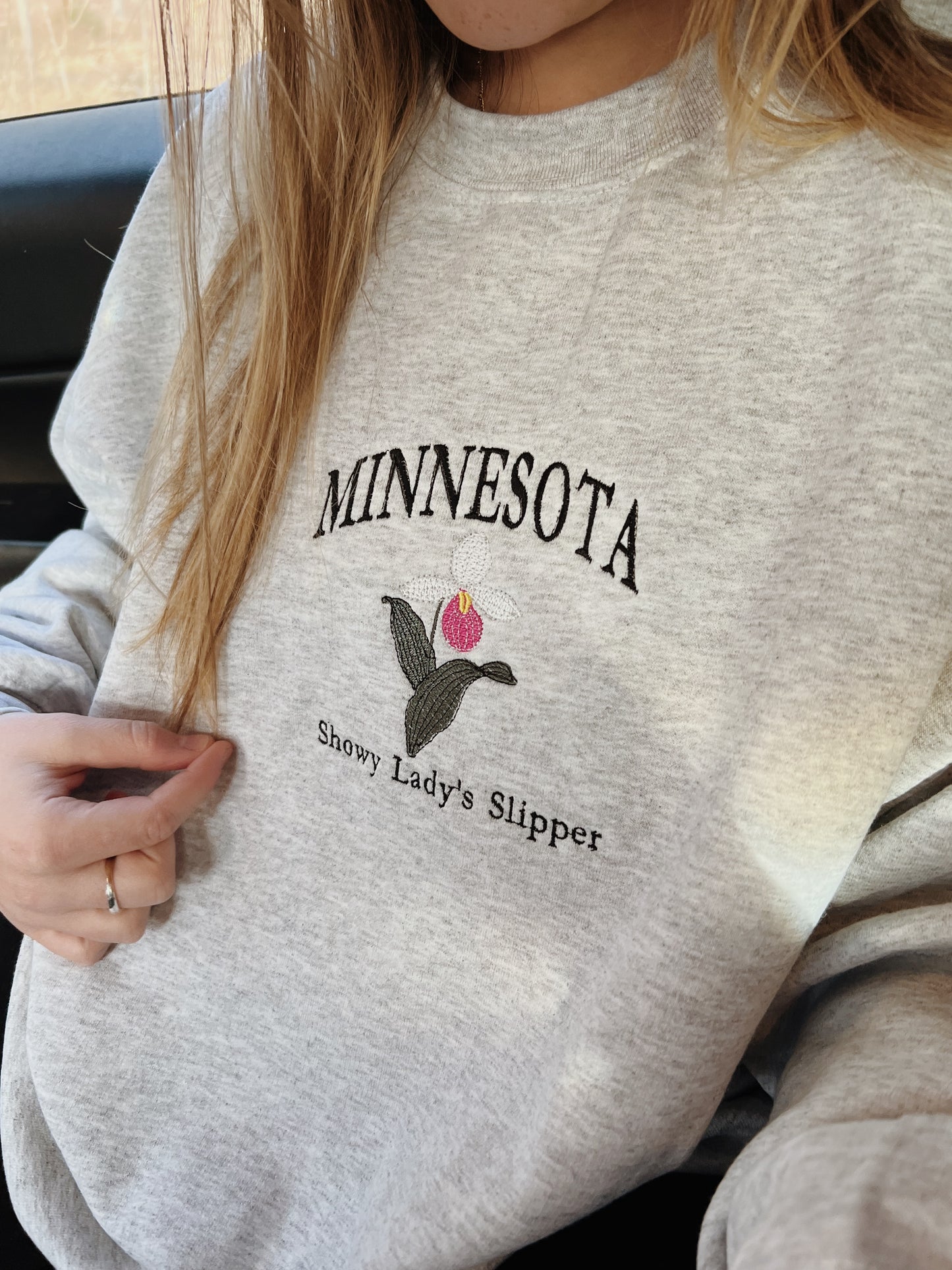 Minnesota State Flower Embroidered Crewneck