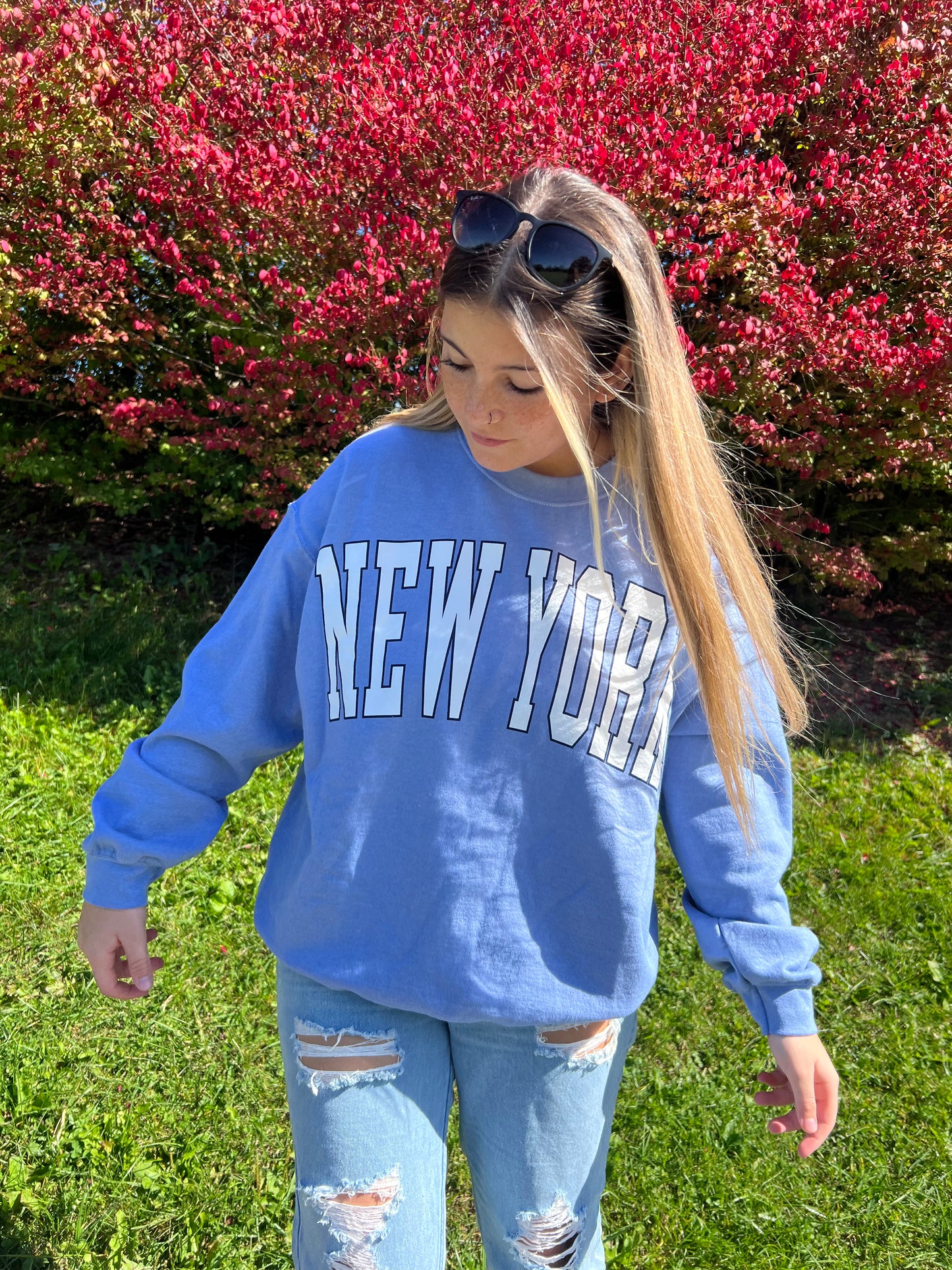 New York Blue Graphic Crewneck Sweatshirt