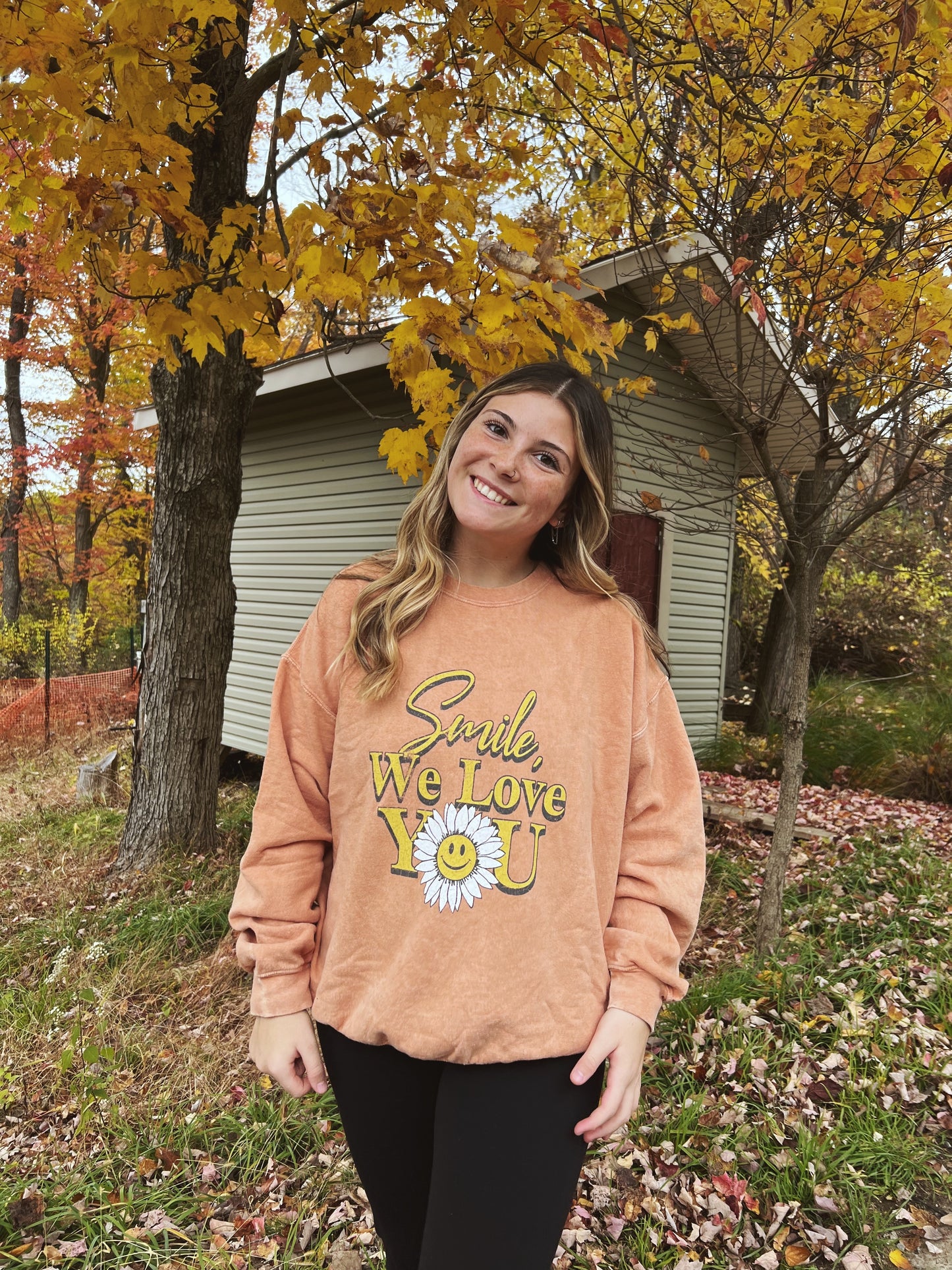 Smile We Love You Graphic Crewneck Sweatshirt