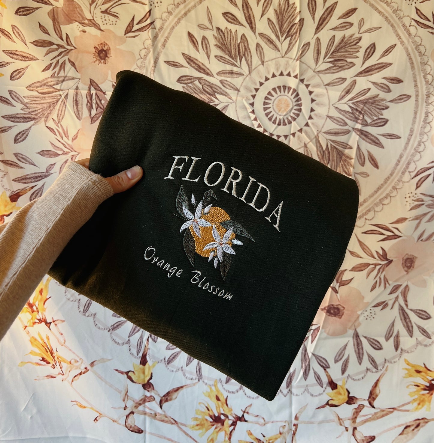 Florida State Flower Embroidered Crewneck