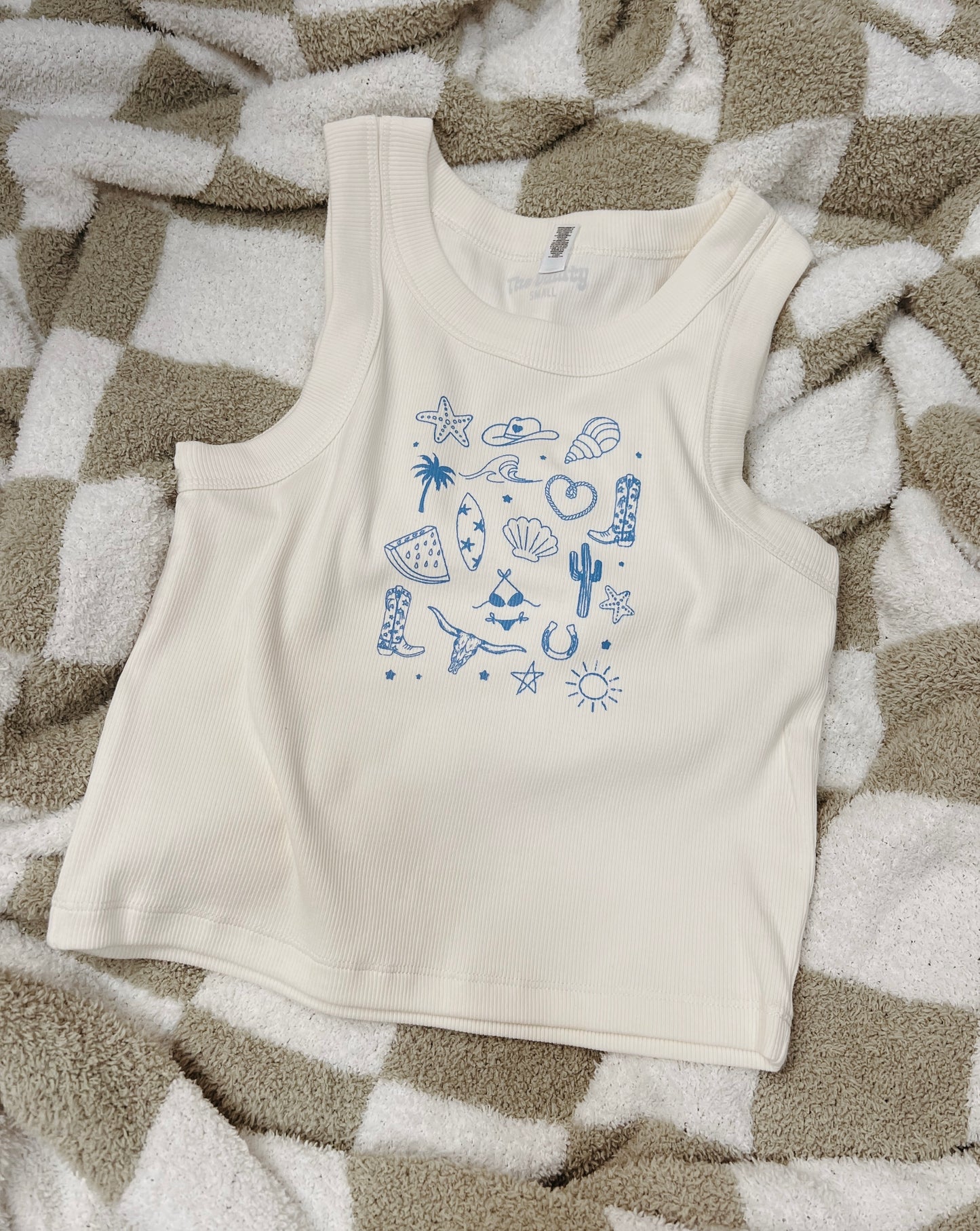 Beachy Doodle Ribbed Tank