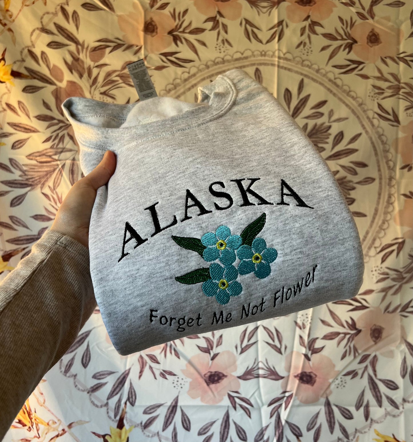 Alaska State Flower Embroidered Crewneck