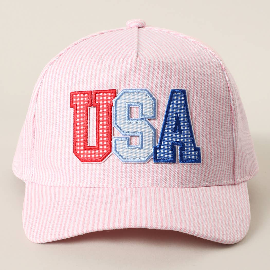 USA Patch Varsity-Style Striped Trucker Hat