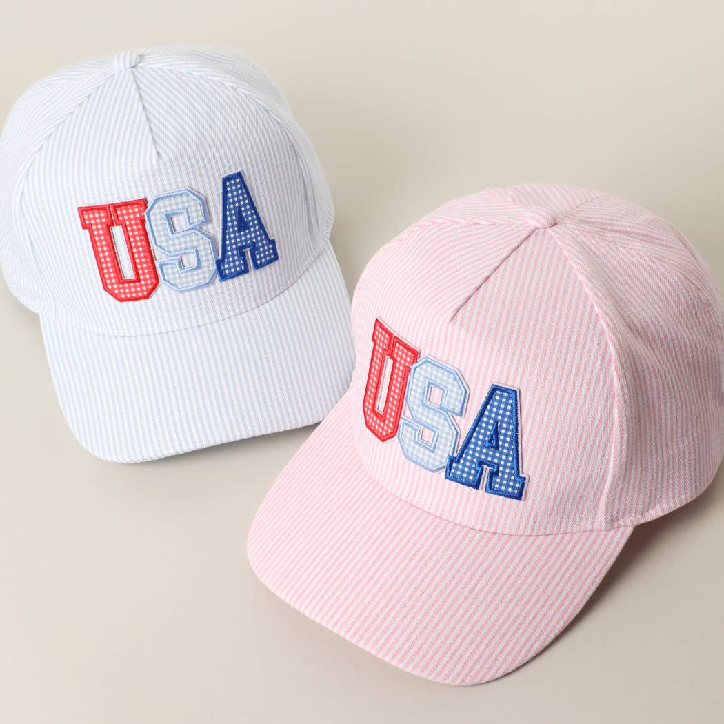 USA Patch Varsity-Style Striped Trucker Hat