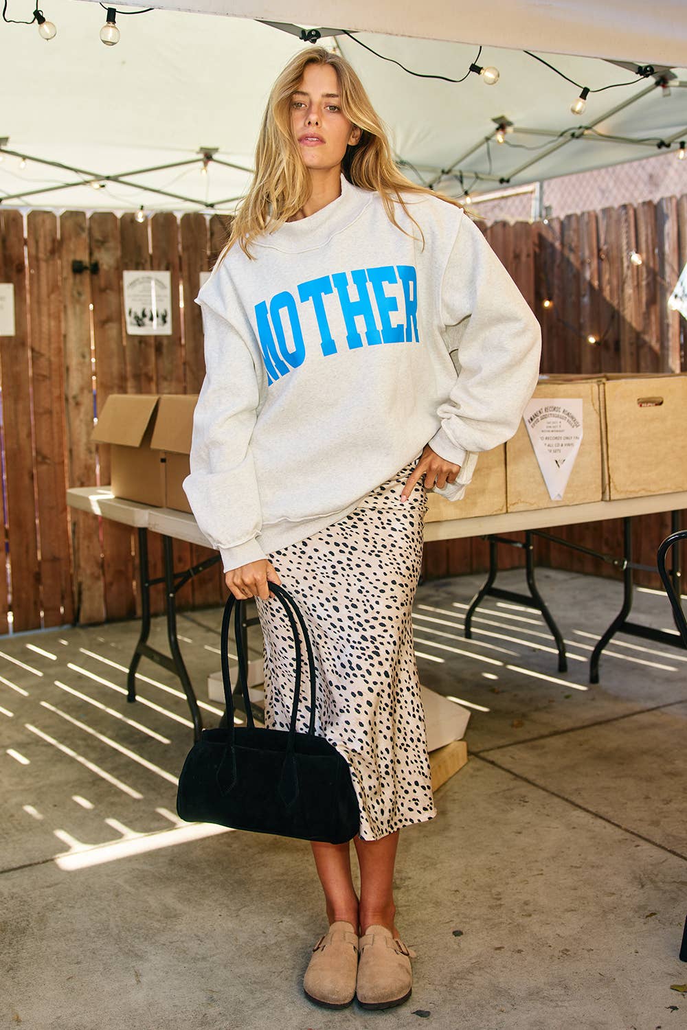 IT2594-MOTHER | 'MOTHER & COOL MOM' Reversible Sweatshirt: SKY BLUE / S/M