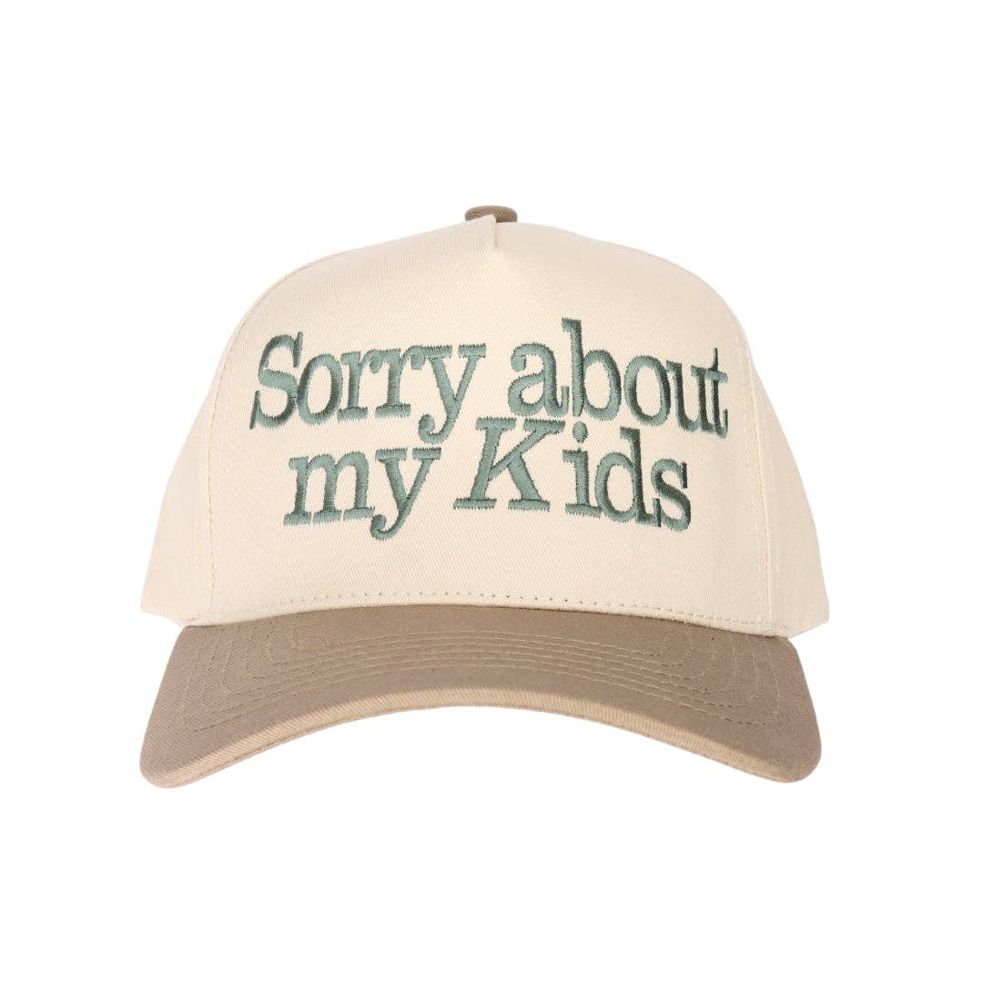 Sorry About My Kids Embroidered Trucker Hat: Black