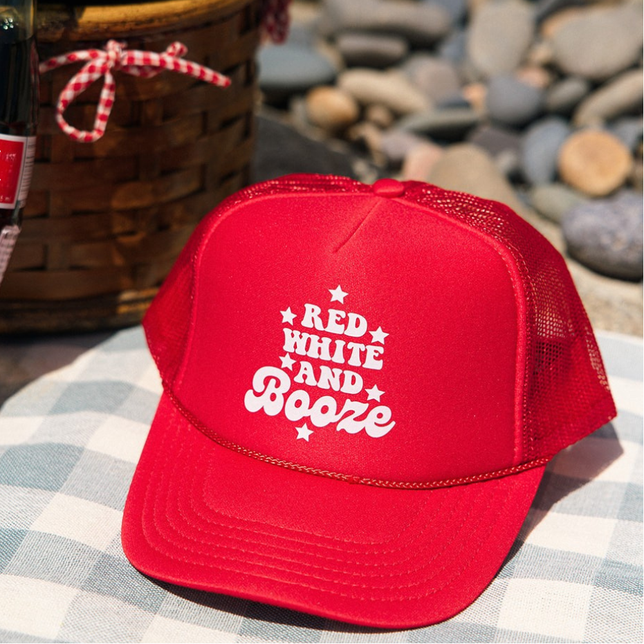 Red White And Booze- 4th Of July Foam Trucker Hat