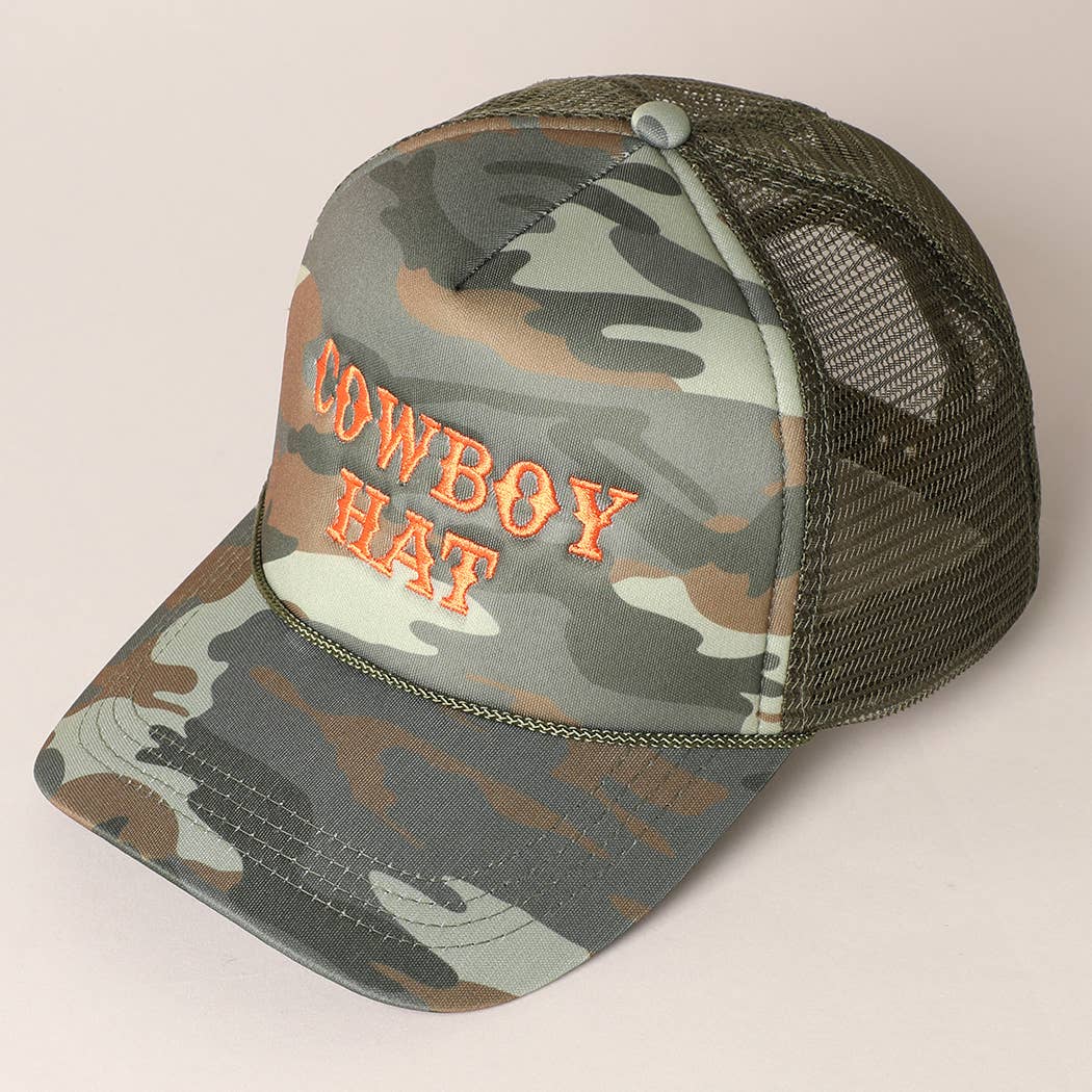 Cowboy Hat Embroidered  Trucker Hat