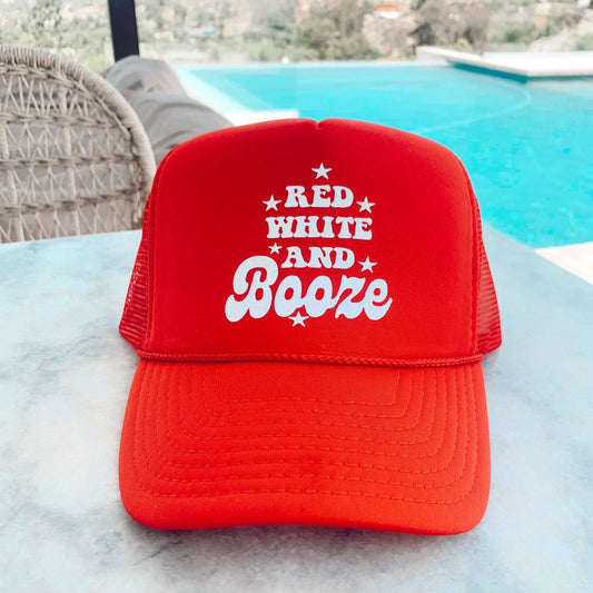 Red White And Booze- 4th Of July Foam Trucker Hat