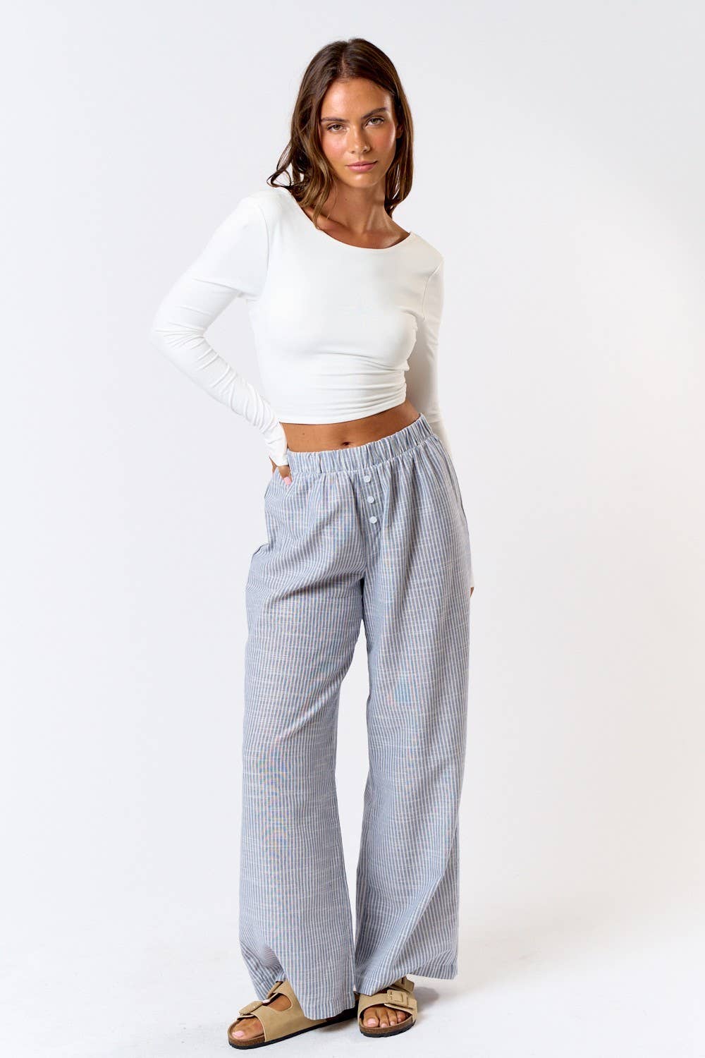 TAUPE  GINGHAM CHECK PAJAMA/ LOUNGE PANT