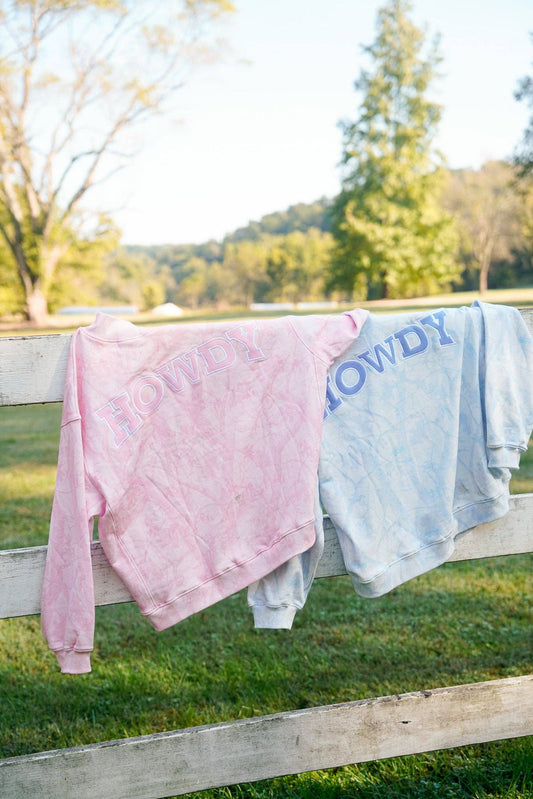 Howdy - Blue Camo Vintage Mock-Neck Sweatshirt