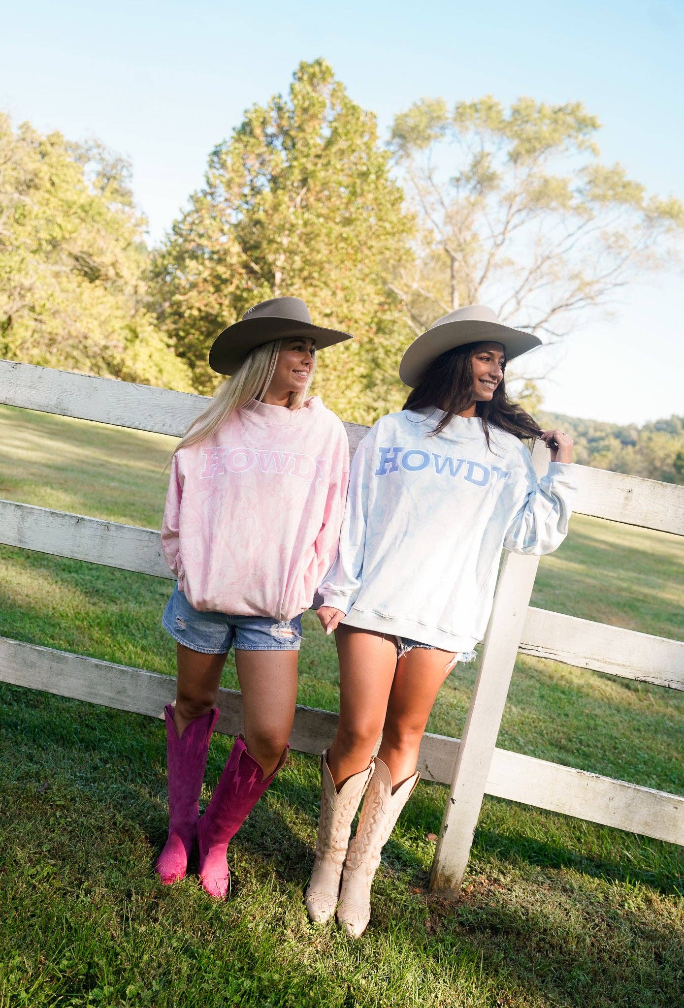 Howdy - Blue Camo Vintage Mock-Neck Sweatshirt