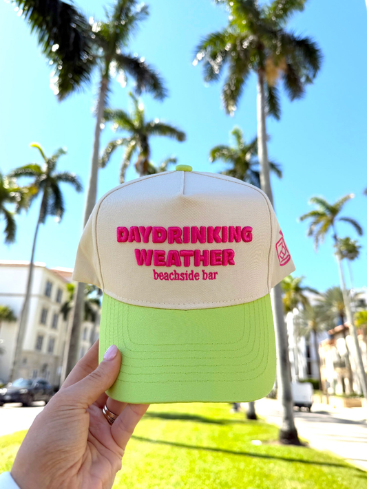 Day Drinking Weather - Lime Green Trucker Hat