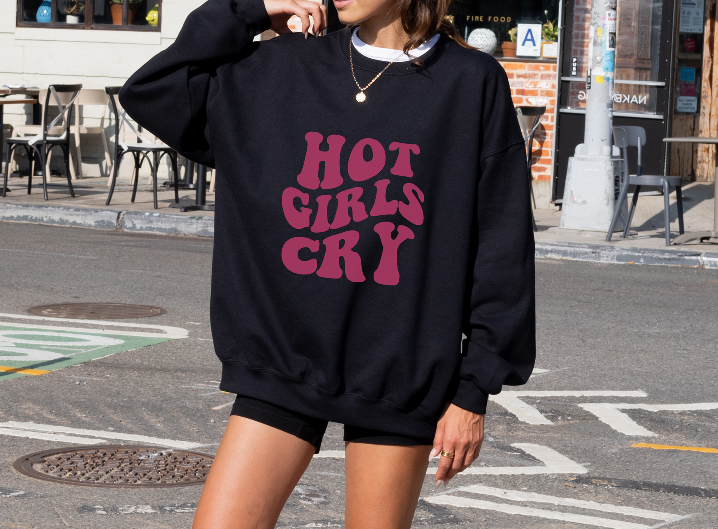 Hot Girls Cry Crewneck Sweatshirt